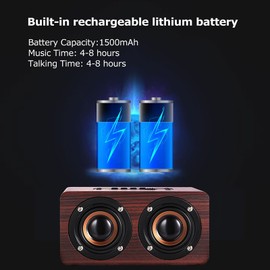 W5 Red Wood Grain Bluetooth Speaker Bluetooth 4.2 Dual Louderspeakers Super Bass Subwoofer Hands-free with Mic 3.5mm AUX-IN TF Card