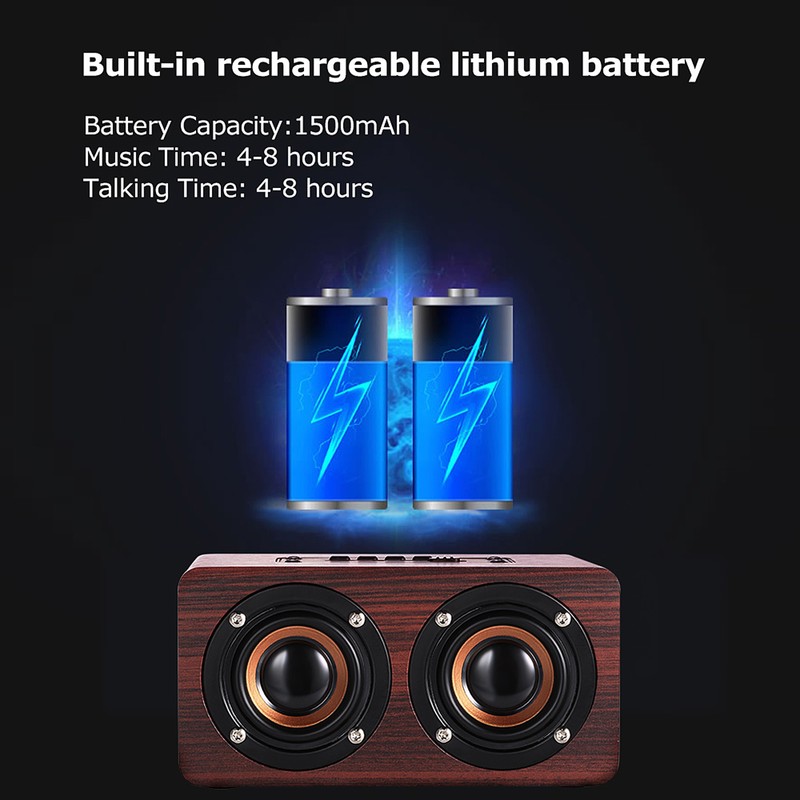 W5 Red Wood Grain Bluetooth Speaker Bluetooth 4.2 Dual Louderspeakers