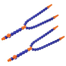 uxcell 4Pcs G3/8" Thread Flexible Water Oil Coolant Pipe Hose, 400mm Plastic Adjustable Round Nozzle Y Shape Cooling Pipe Hose with Switch for Lathe CNC Water Cooling System