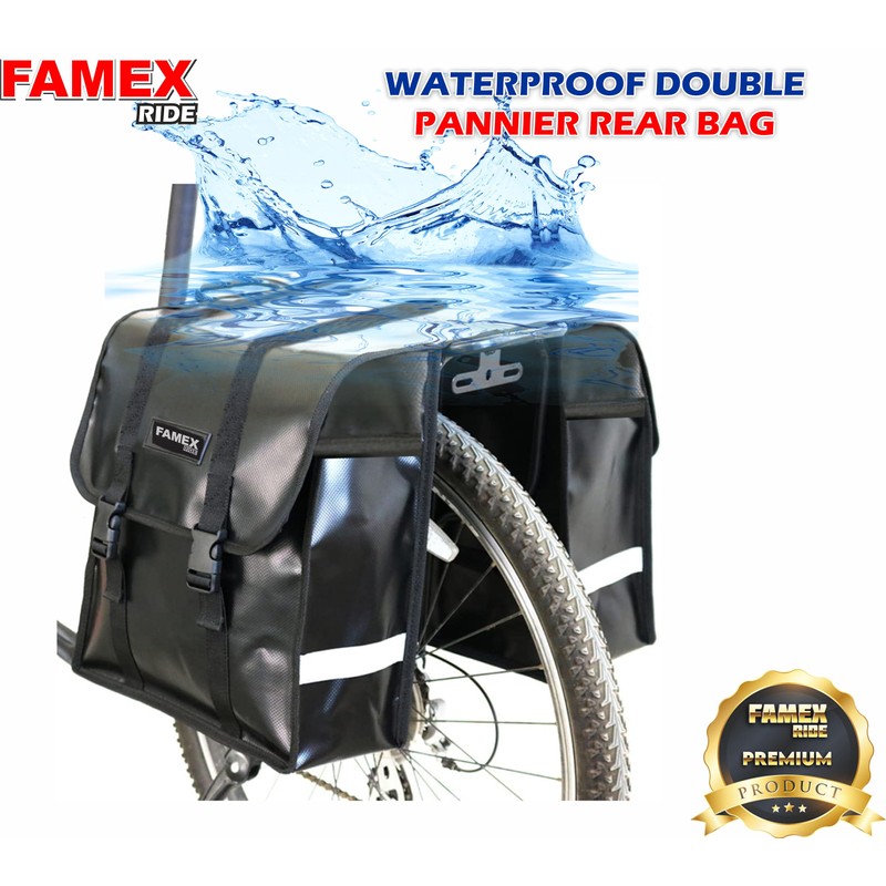 FAMEX RIDE® Double Pannier Bag Shopping Waterproof Bicycle Bicycle Cycle