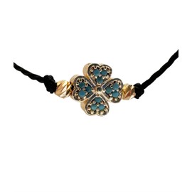 Lucky Charm String Bracelet - Adjustable Black String and Clover Charm Bracelet - Friendship, Protection, and Good Luck Jewelry (Black, Clover) Best Stocking Filler and SECRET SANTA gift!