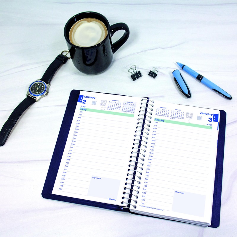 Blueline® 2026 Essential Daily Planner, Appointment Book, 12 Months, January