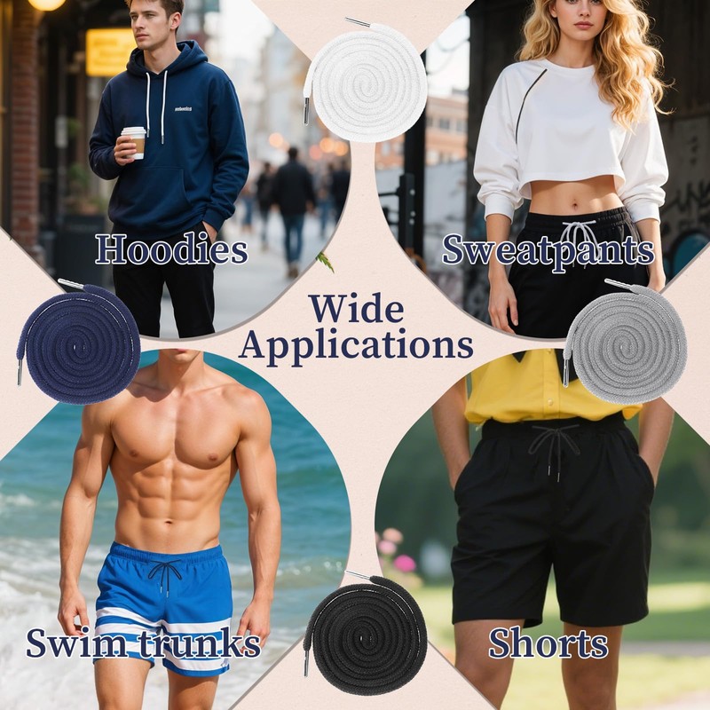 LIQWEI 8 Pcs Drawstring Cord 48 Inches Replacement, Hoodie String