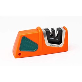 AccuSharp Compact 2-Stage Knife Sharpener (081) - Blaze Orange/Green - Kitchen Knife Sharpener, Outdoors, Camping, Hunting, Fishing, Knife Accessories, Sharpening, Carbide Blades, Ceramic Rods