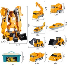 YANGUN Constructo Modular Transforming Toy Set, 35 Pcs Magnetic Transform Engineering Car Assembled Toys, Transforming Robot Car Toy with Storage Box,Magnetic Modular Transforming Toy Set for Kids Boy