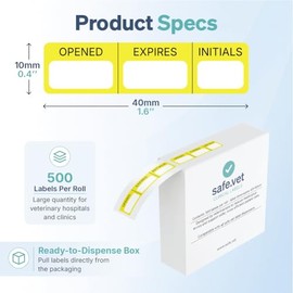 Etiquetas clínicas y farmacia veterinaria dispensada | Rollo de 500 | Pegatinas codificadas por colores de grado clínico para botellas de medicamentos