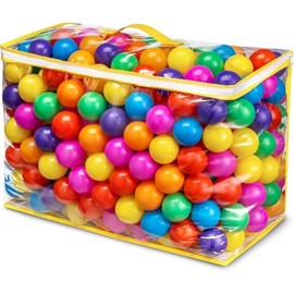 Ball Pit Balls Phthalate Free BPA Free Crush Proof Plastic - 7 Bright Colors in Reusable Play Toys for Kids with Storage Bag - Colour: 100 balls, 7 colors