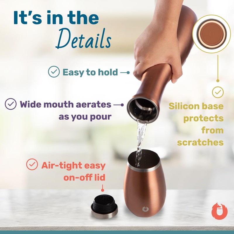 Snowfox Wine Carafe, Insulated Stainless Steel and Non, Slip Silicone