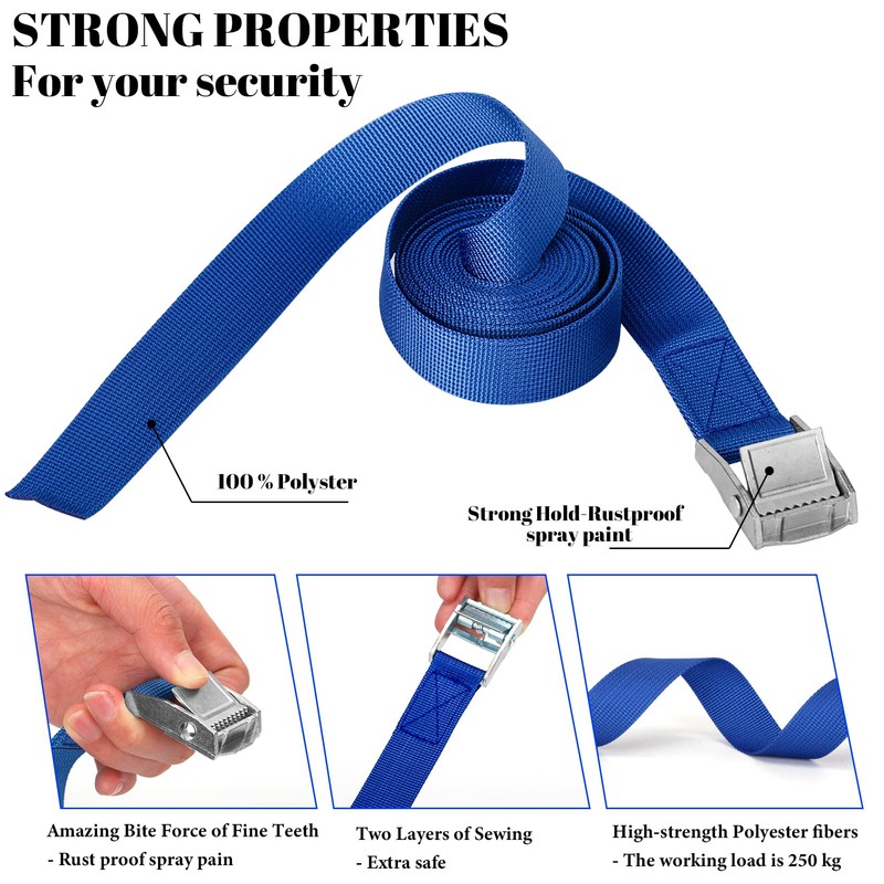 LUZOON Tie Down Straps 4 Pieces 2.5 m Lashing Straps