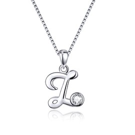 SIMPLGIRL Initial Necklace 925 Sterling Silver Cubic Zirconia Alphabet 26 A-Z Letter Necklaces for Women Girls, Sterling Silver, Cubic Zirconia