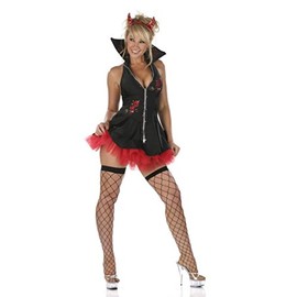 Nom de Plume, Inc Sexy Stretch Devil Dress Costume Set Large Black