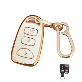 QIXIUBIA for Hyundai Key Fob Cover Smart Key with Keychain Fits for Hyundai Elantra Sonata Kia Forte Optima Spectra Key Case (4-Button-White)