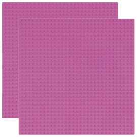 Minizfigs Classic Baseplate Building Base Plates for Building Bricks | STEM Educational Creator City 100% Compatible with Major Brands-Baseplate 10" x 10" for Kids 3+ | 2 Pack Pink