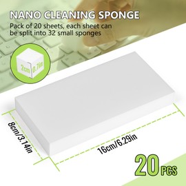 20Pack (32 Small Pieces of Each Pack) Magic Cleaning Sponge Eraser, Reusable Thin Nano Cleaner Pads Eraser Wipes for Kitchen Shoe Furniture Bathroom Shower Sink Hard-to-Reach Places(16x8x2cm)