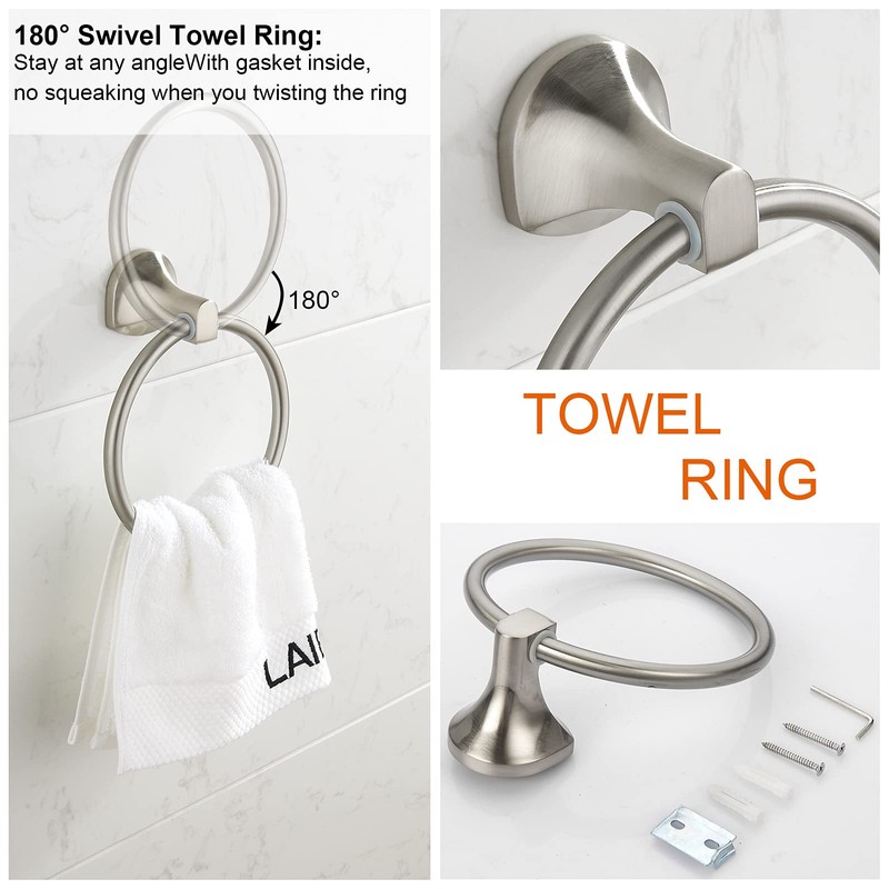 BGL Bathroom Hardware Set Brushed Nickel Adjustable Expandable Towel Bar