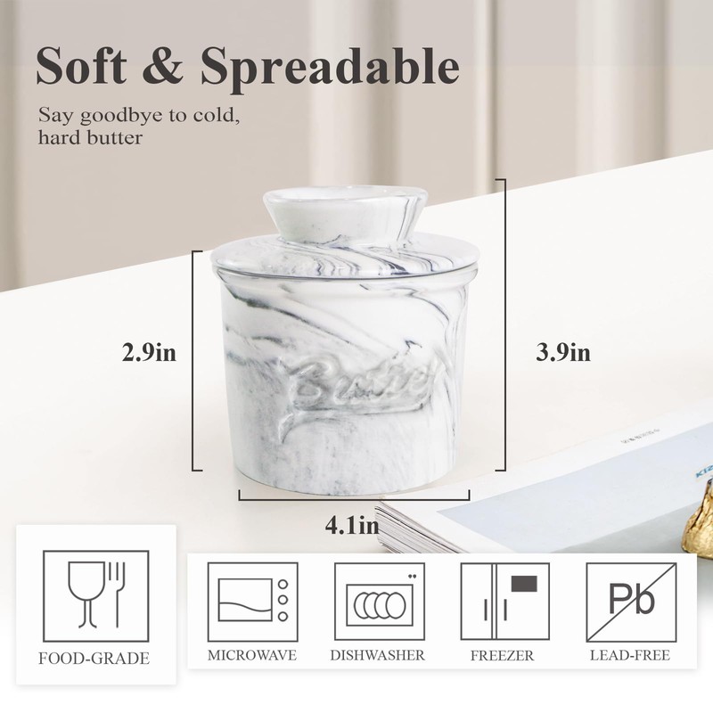 MSJGA Butter Crock for Counter with Water, French Butter Keeper