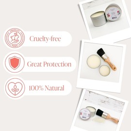 Furniture Wax - 100% Natural Sealant for Chalk Furniture Paint or Raw Wood, Light Protection, Easy To Apply, No Odor, Eco-Friendly - 7 Color Choices - Clear (8 oz)