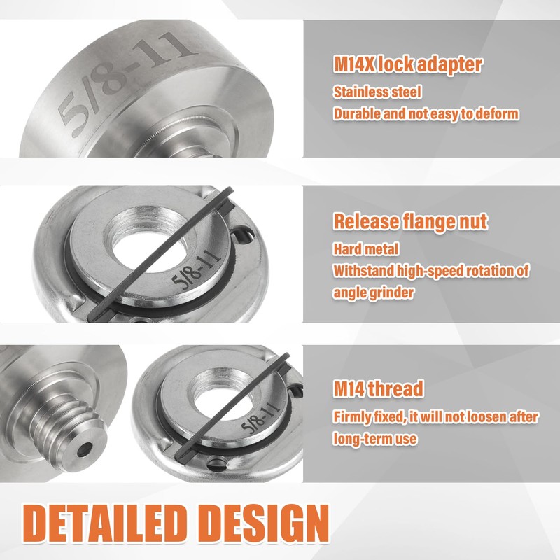 JAMHER 5/8''-11 Thread Adapter with 2Pcs 5/8''-11 Flange Lock Nut