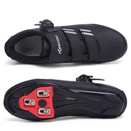 Cycling Shoes for Men Women Compatible with Peloton Bike Shimano SPD & Look ARC Delta for Indoor Spin Cycle Road Bike Shoes with Delta Cleats Pre-Installed, Black 9.5