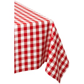 DII Checkered Tabletop Collection 100% Cotton, Machine Washable, Tablecloth, 60x84, Red