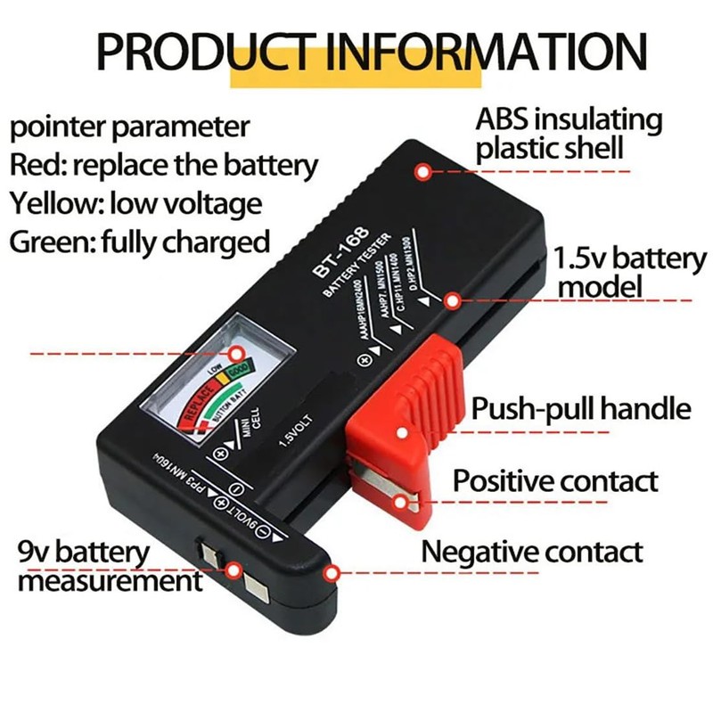 Battery Tester Checker Battery Capacity Tester Display Checkered Analyzer Digital