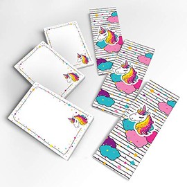 JuNa-Experten Party Bags Children's Birthday 12 Bookmarks + 12 Mini Notepads Unicorn / Guest Gift for Birthday Children Girls Giveaways Animals