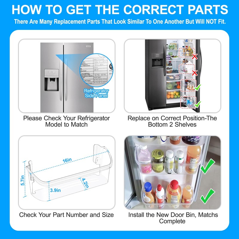 [2 PACK] UPGRADED 242126602 Refrigerator Door Bin Shelf Replacement For