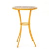 Yellow Outdoor Side Table with Colorful Tile Mosaic Top and