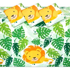 BLUE PANDA Plastic Lion Tablecloth for Safari Birthday Party Decorations (54 x 108 in, 3 Pack)