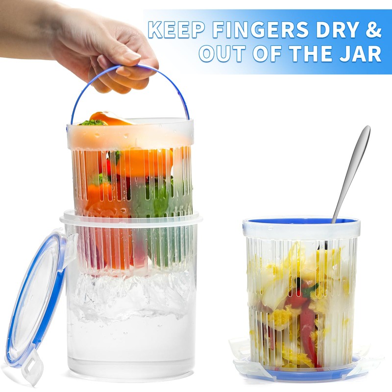 Qiuhome Pickle Jar with Strainer, Pickle Container with Strainer Jalapeno