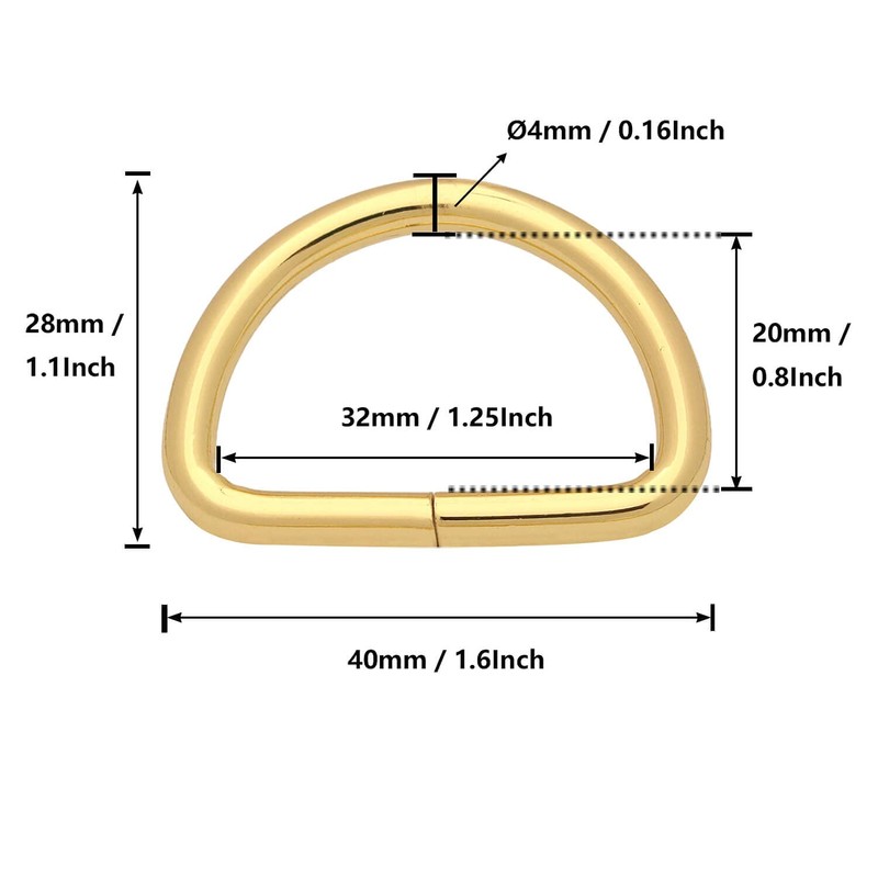 BIKICOCO Metal D-Rings Buckle, 1-1/4 Inch Non-Welded for Webbing Sewing