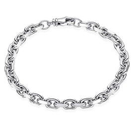 MATERIA by Matthias Wagner Men's Bracelet 925 Silver 6 mm Wide Diamond-Coated Rhodium-Plated 19-24 cm, Sterling Silver