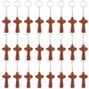 Anjetan 24 PCS Pocket Cross Keychains, Wooden Cross Keychains with