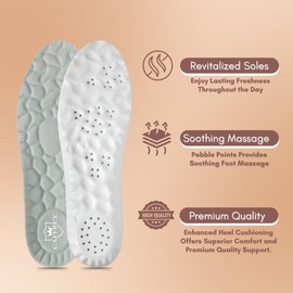 Caffrey VitalStep High-Tech Pebble Point Massage Insole - Breathable Holes, Heel Cushioning, Anti-Slip Fabric - Customizable for Optimal Comfort, improve circulation with every step - Ideal for Plantar Fasciitis, Size 39-40