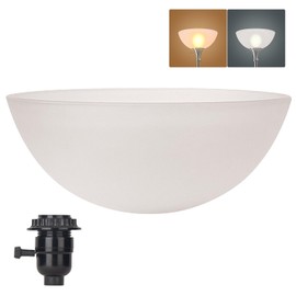 Glass Lamp Shade Replacement for Torchiere Floor Lamps，Lamp Shade for Floor Lamp Suitable for Base E26 Socket, Standing Lamp Replacement Shade, Alabaster Glass Bowl Shade (White bowl-shaped)