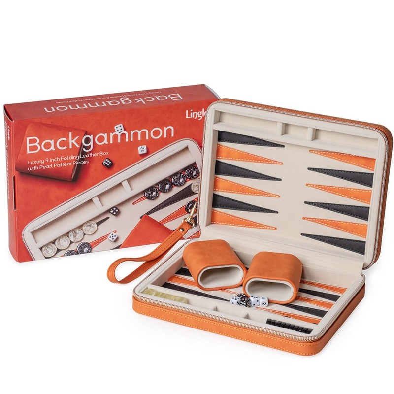 Lingle Backgammon Sets for Adults, Classic Board Game with Folding