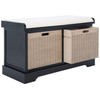 Safavieh Home Collection Landers Black 2-Drawer/Cushion Storage Bench (Fully Assembled)