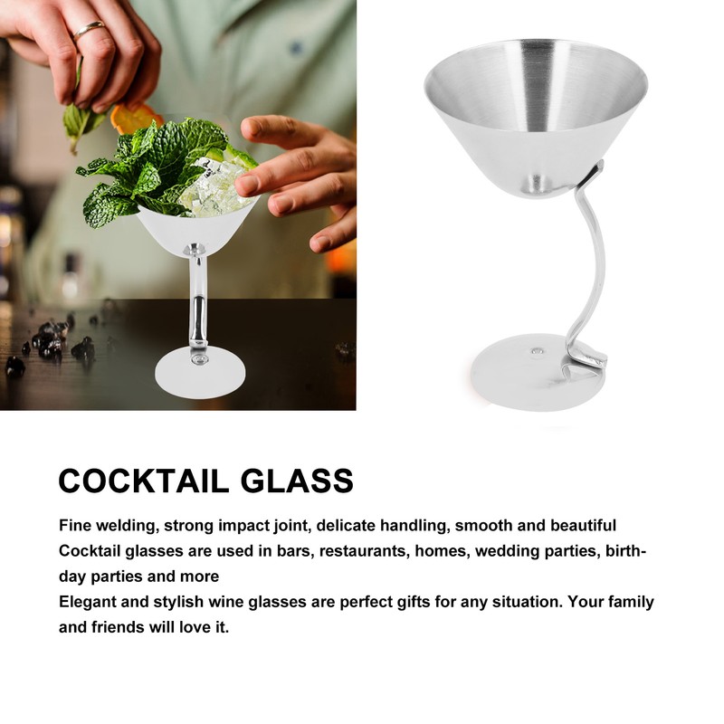 150ml Stainless Steel Martini Cocktail Glass Copper Plated Metal Wine
