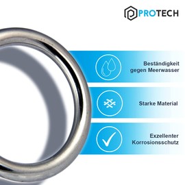 PROTECH Pack of 10 O-Ring Stainless Steel Rings – Ring 3 x 20 mm Round Rings Made of Rustproof Stainless Steel A4 V4A Welded Polished Metal Ring