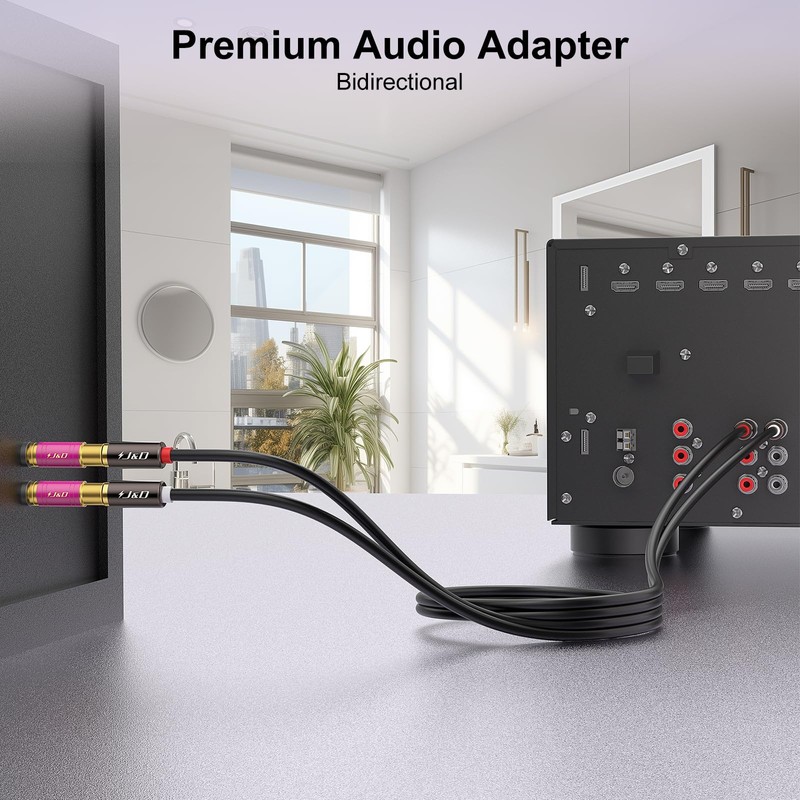 J&D RCA to 1/4 Audio Adapter 4-Pack, 6.35mm Mono Plug