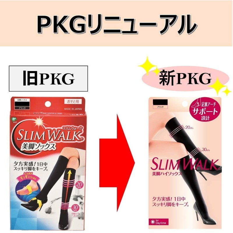 Pip Slim Walk High Socks for Beautiful Legs M-L Black