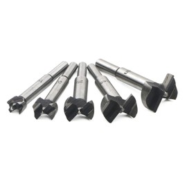 JIUWU Forstner Drill Bit Sets，5pcs Carbon High Speed Steel Forstner Bit Woodworking Hole Saw Set Cutter Opener Drilling Sets Wood Plastic Plywood, 15mm 20mm 25mm 30mm 35mm