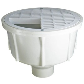 Deep Sump Round Floor Drain - PVC 4" Over Pipe Fit with Aluminum Dome Strainer and Three Quarter Grate/Plastic Oddities/RBH400T