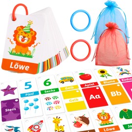 HOWAF Pack of 66 School Cone Filling Flashcards Children, Letters Learning Colours Numbers Animals Alphabet German Learning for Children Reading Learning Preschool First Day of School Gifts First Day