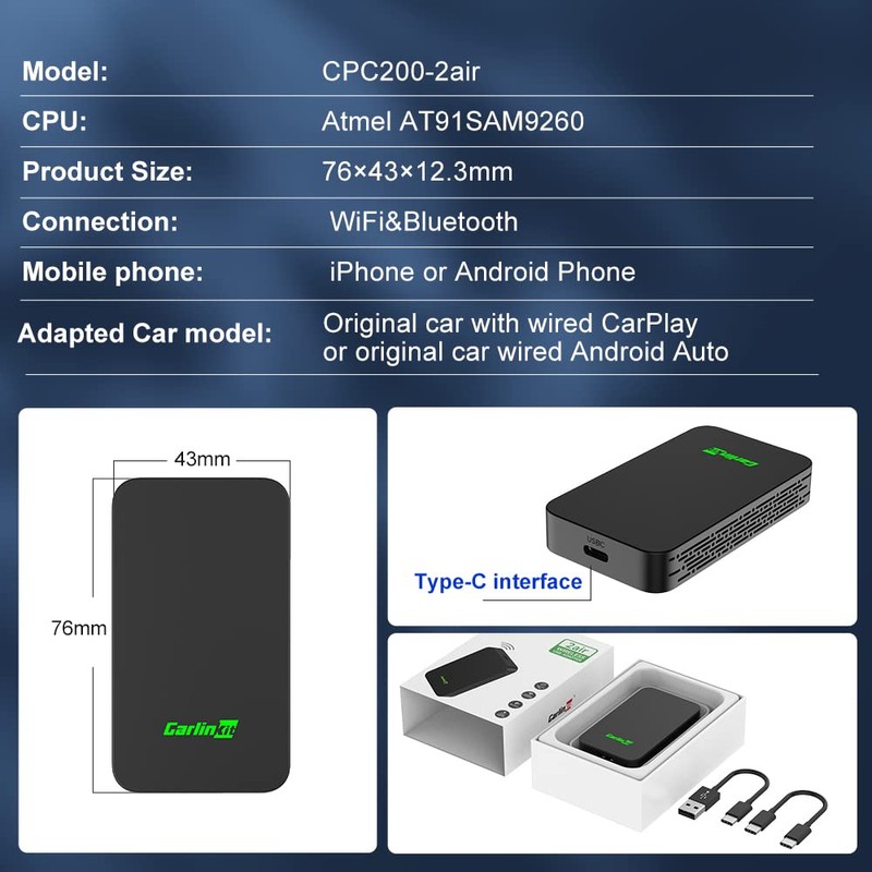 Carlinkit 5.0 Android Auto & Wireless CarPlay Adapter,Plug & Plug,