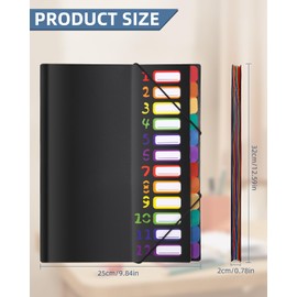 Cexovo Expanding File A4 with Labels Document Folder A4 PP Plastic Organiser Folder Portable Expanding Folder with 12 Compartments Folder Organiser for Desk Organiser for School Office Supplies