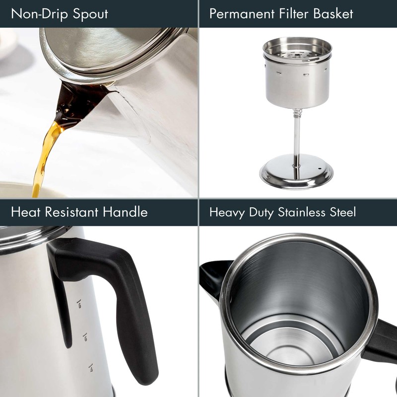 Primula Stovetop Coffee Percolator, Premium Stainless Steel Coffee Maker with