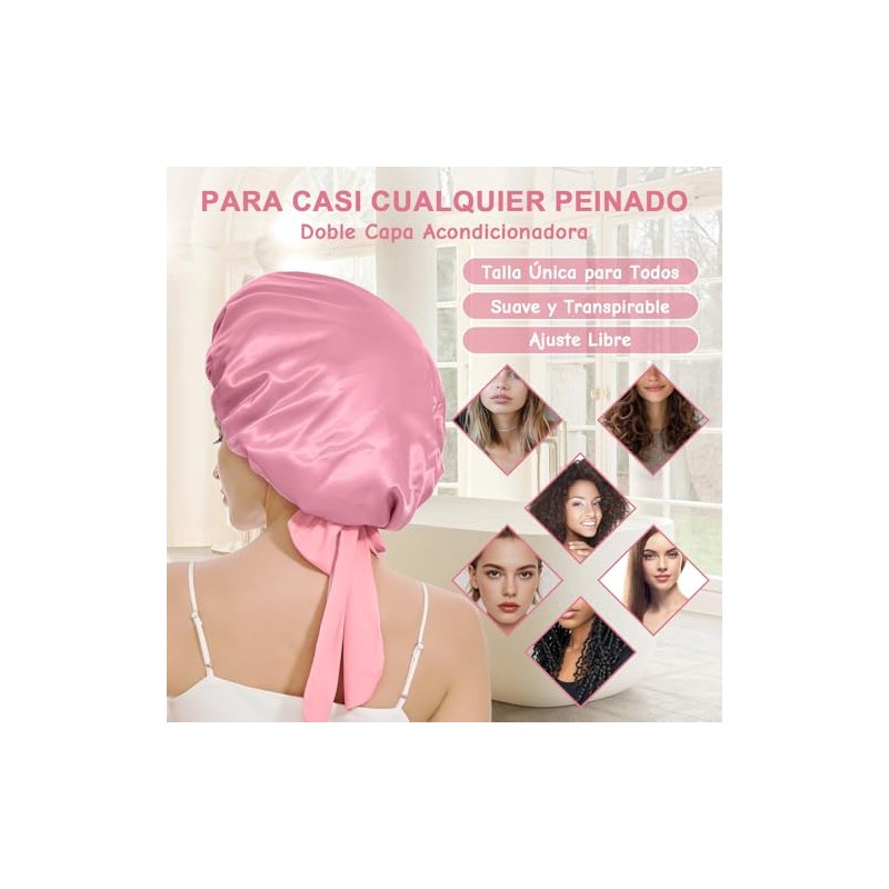 QYIKLPY Gorro De Satín Para Cabello Rizado, Gorro De Seda