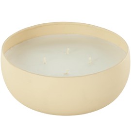 Deco 79 Metal Decorative Candle Rose Blossom & Sandalwood Scented Textured 34oz 4 Wick Aromatherapy Candle with White Wax, Wax Aromatherapy Candle 7" x 7" x 3", Beige