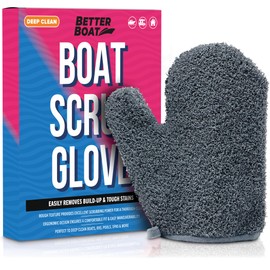 Boat Scrubbing Brush Glove, Heavy-Duty Deck and Hull Scrub Mitt for Floors, Aluminum, Pontoon, Marine and Fishing Boat Accessories